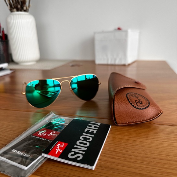 NEW Ray-Ban RB3025 Mirror Green AVIATOR LARGE METAL - Picture 2 of 5